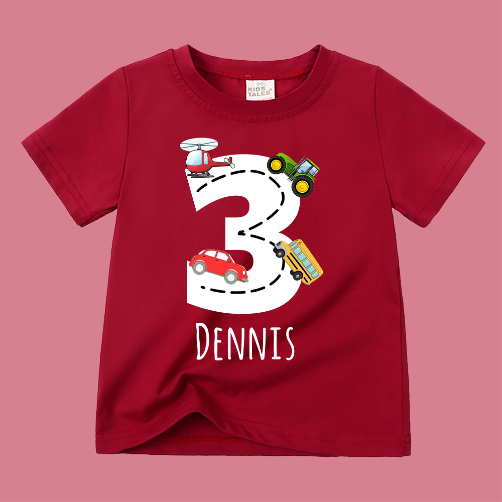 Personalized Kid Transportation Vehicle Party Birthday T-Shirt | inTee14