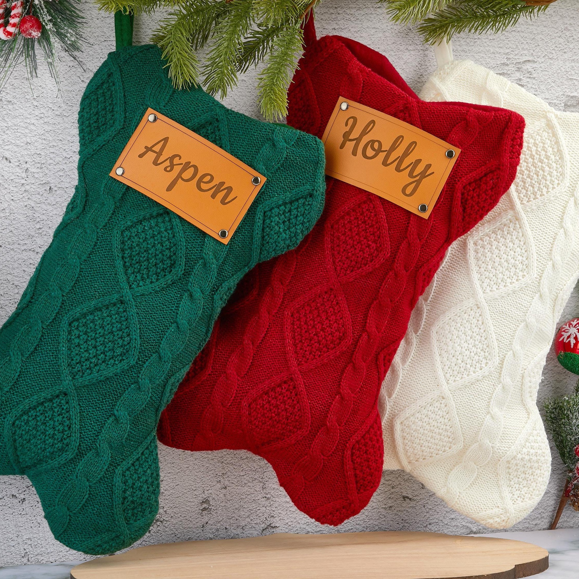 Personalized Leather Patch Dog Bone Christmas Stocking | MCGift103