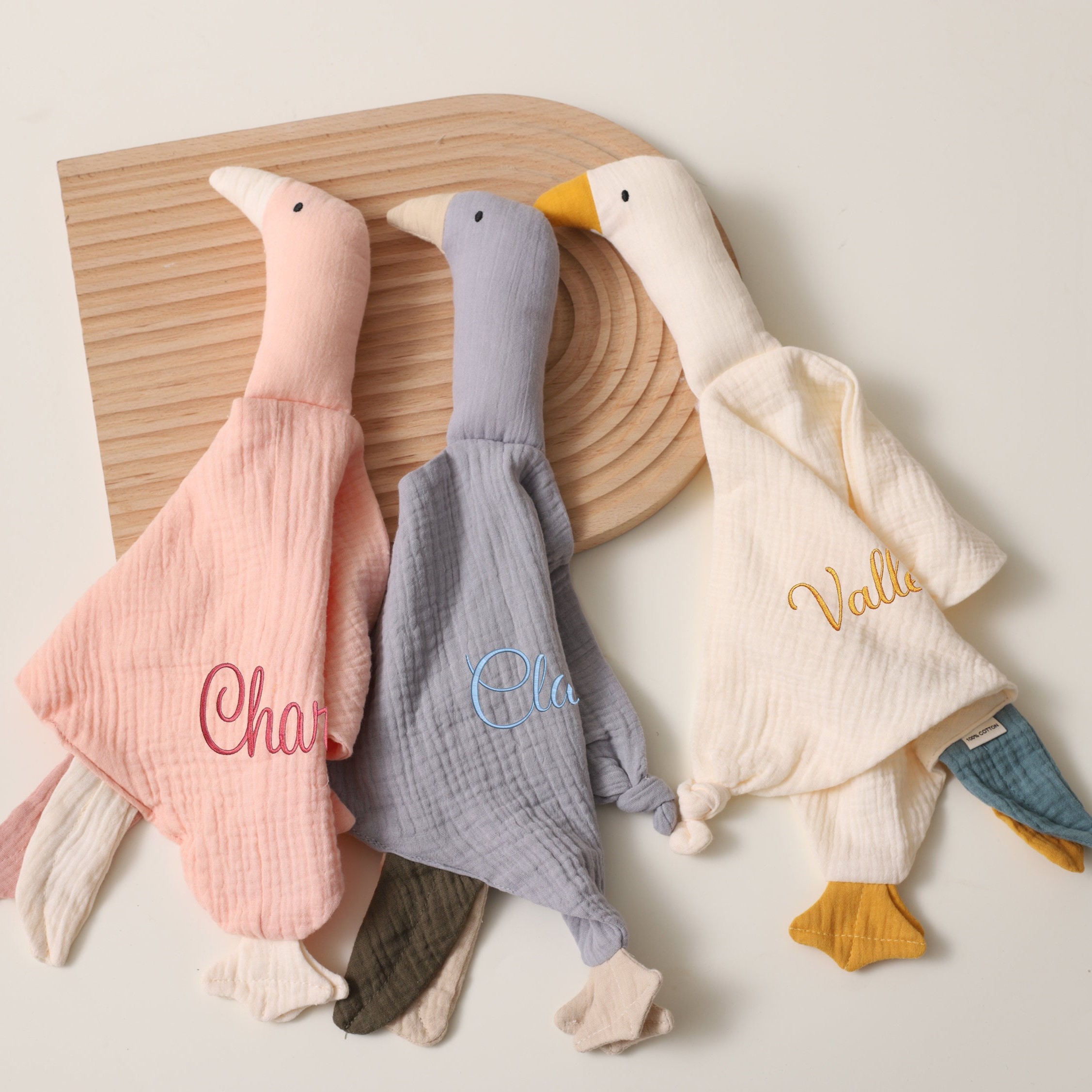 Personalized Baby Embroidery Goose Comforter Sleep Toy | CWToy99