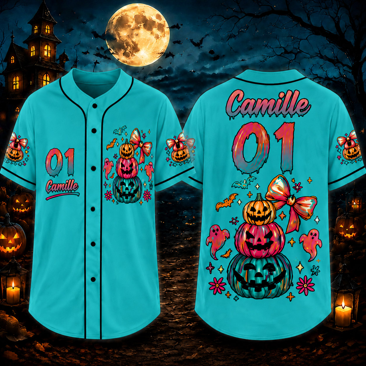 Personalized Halloween Button Up Baseball Jersey For Kid & Adult | CWHalloween103