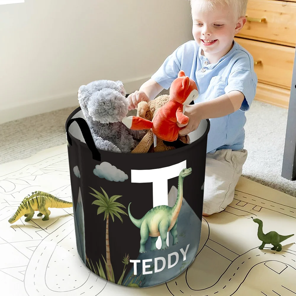 Personalized Waterproof Dinosaur Laundry Baskets with Handle | | CWBasket08