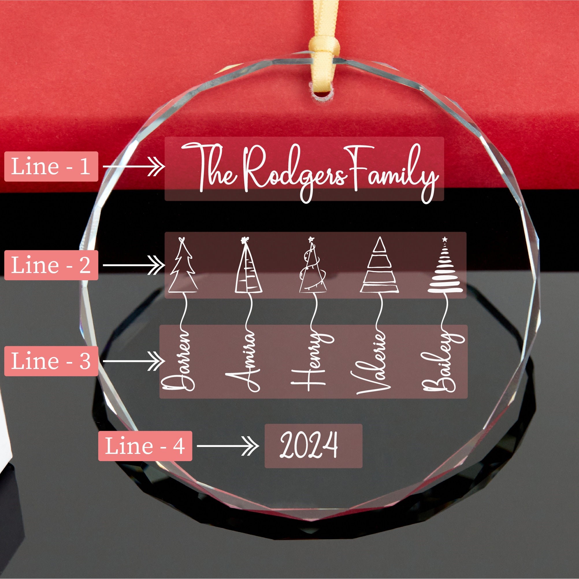 Personalized Glass Family Christmas Ornaments | CWGlass12