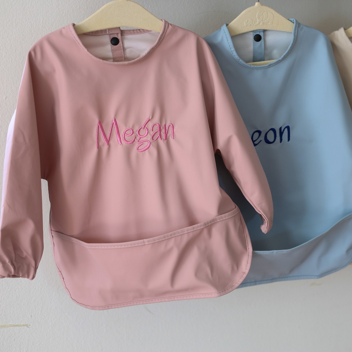 Personalised Baby Long Sleeve Waterproof Color Bib  | CWBaby61