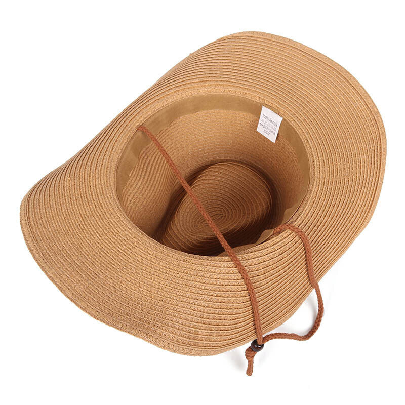 Personalized Leather Patch Cowboy Straw Hat | CWBeach106