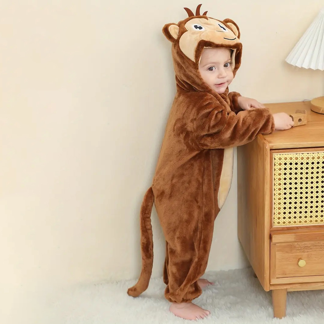 Personalized Leather Patch Baby Animal Romper  | CWBaby122