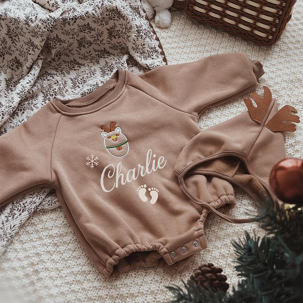 Personalized Baby Christmas Extram-warm Short Plush Outfit Set | MCGift363