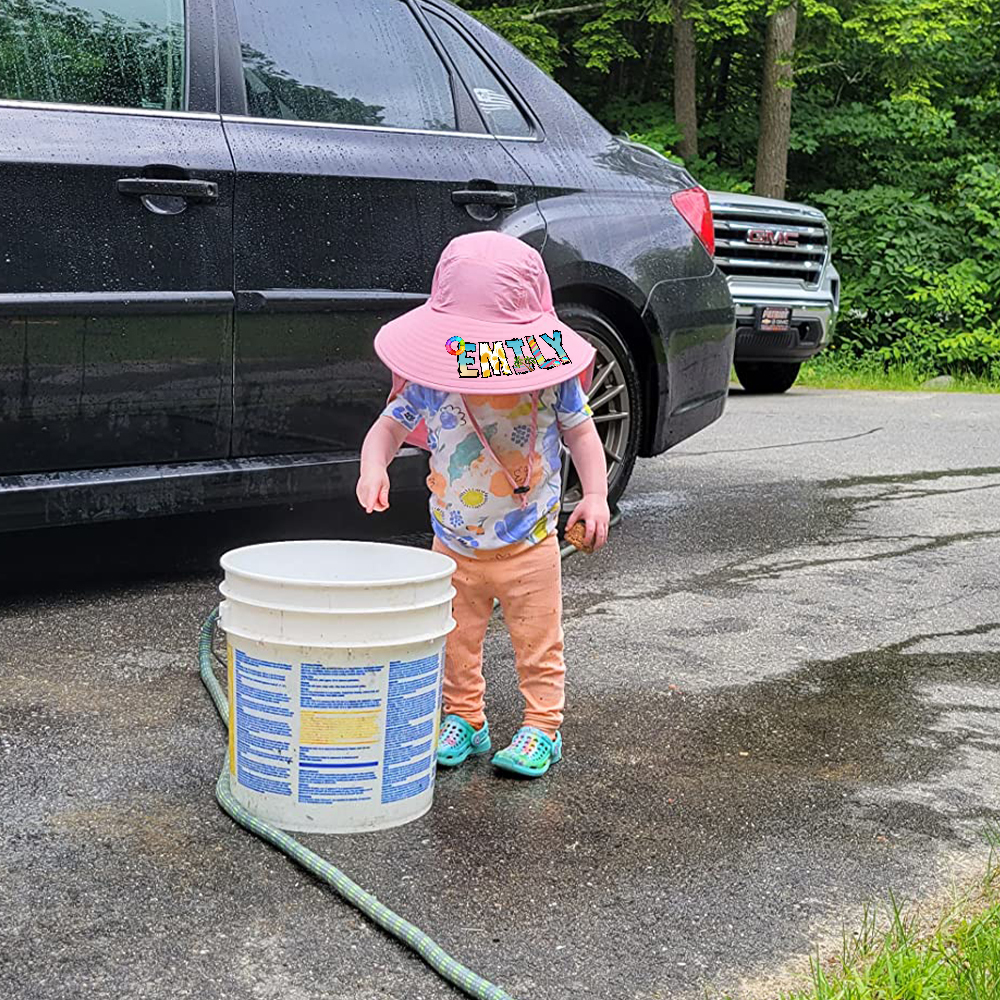 Personalized Kid 2-in-1 Neck Shield Summer Beach Bucket Hat | CWBeach212
