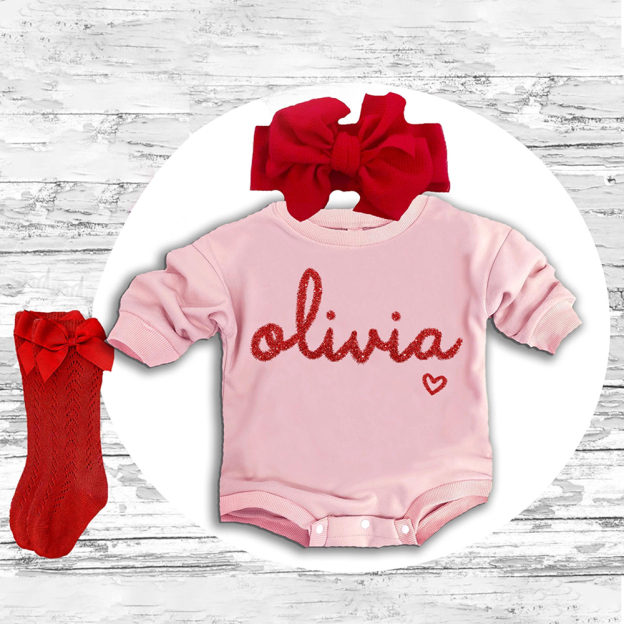 Personalized Valentines Baby Girl Outfit Set | ValGift14