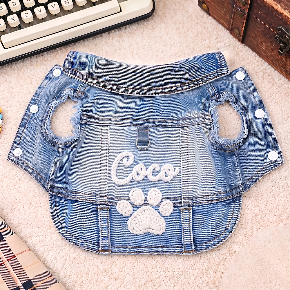 Personalized Embroidered Pet Denim Jacket | BKPet542