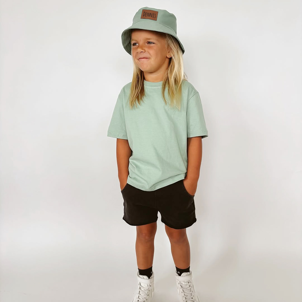 Personalized Kid Leather Patch Bucket Sunbonnet for Comfort & Unique | CWBeach157