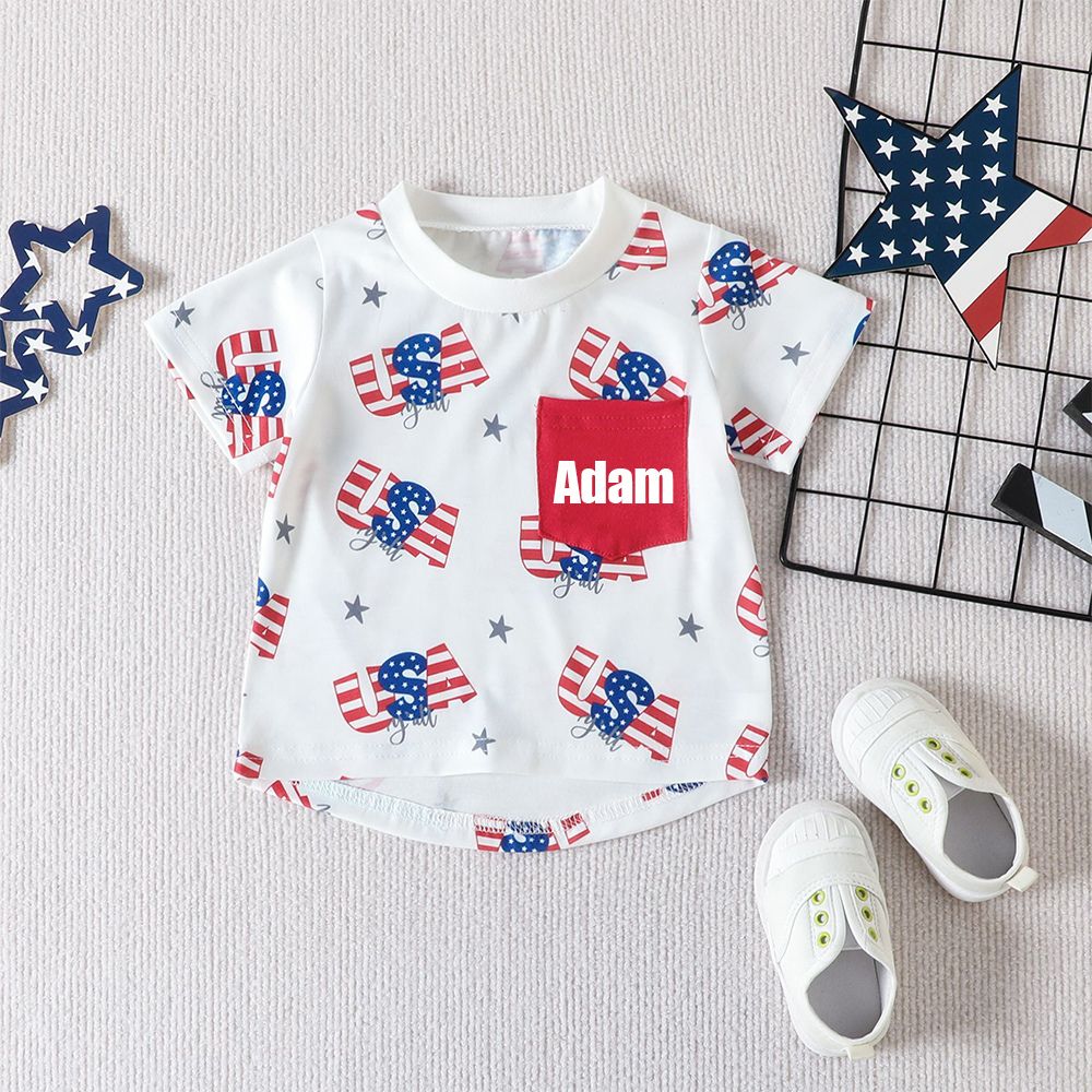 Personalised Baby Flag Print T-Shirt and Shorts Set | CWBaby185