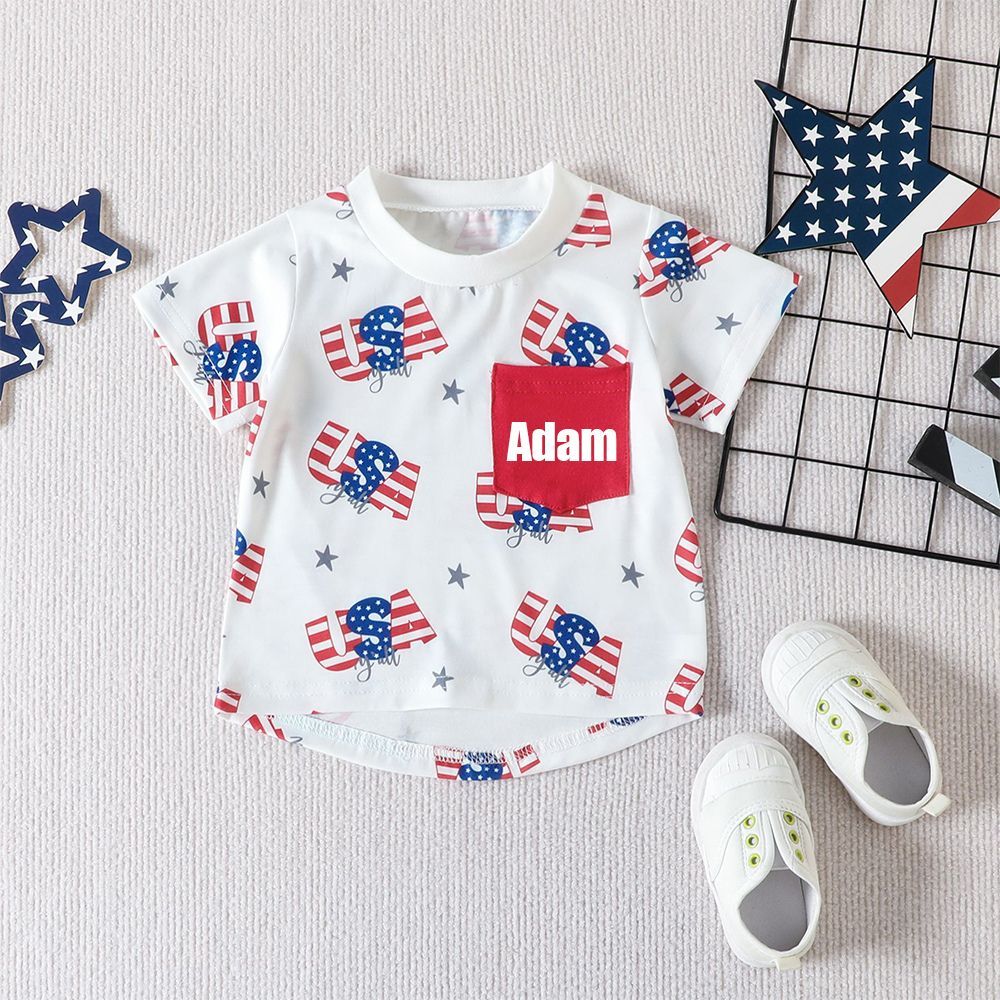 Personalised Baby Flag Print T-Shirt and Shorts Set | CWBaby185