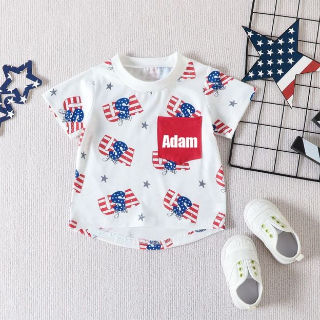 Personalised Baby Flag Print T-Shirt and Shorts Set | CWBaby185
