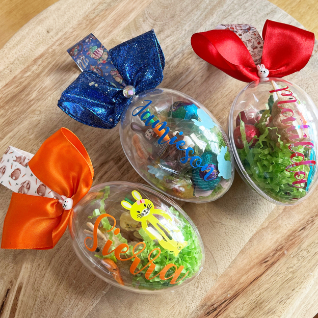 Personalized Shiny Ribbon Bunny Ears Easter Eggs | CWEaster35