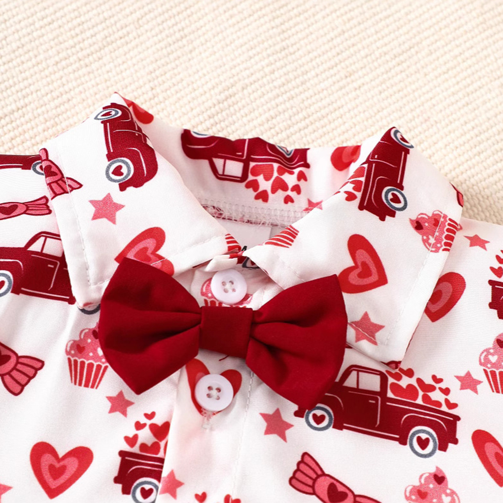 Personalized Baby Boy Valentine's Day Heart Print Shirt Outfit Set | CWBaby190