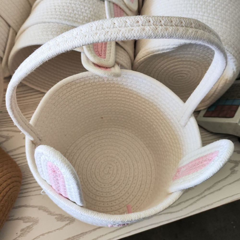 Personalized Handmade Easter Cotton Rope Bunny Basket | CWEaster38