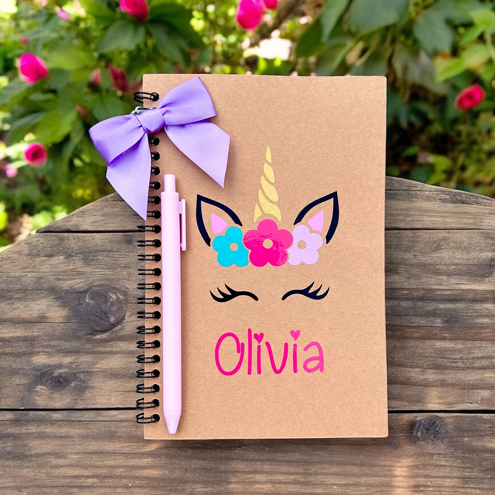 Personalized Lovely Boho Rainbow And Unicorn Notebook With Pen Set | CWToy116