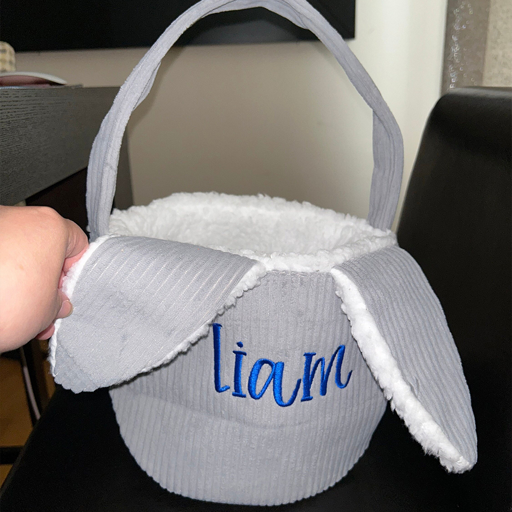 Personalized Embroidered Corduroy Easter Bunny Basket | CWEaster43