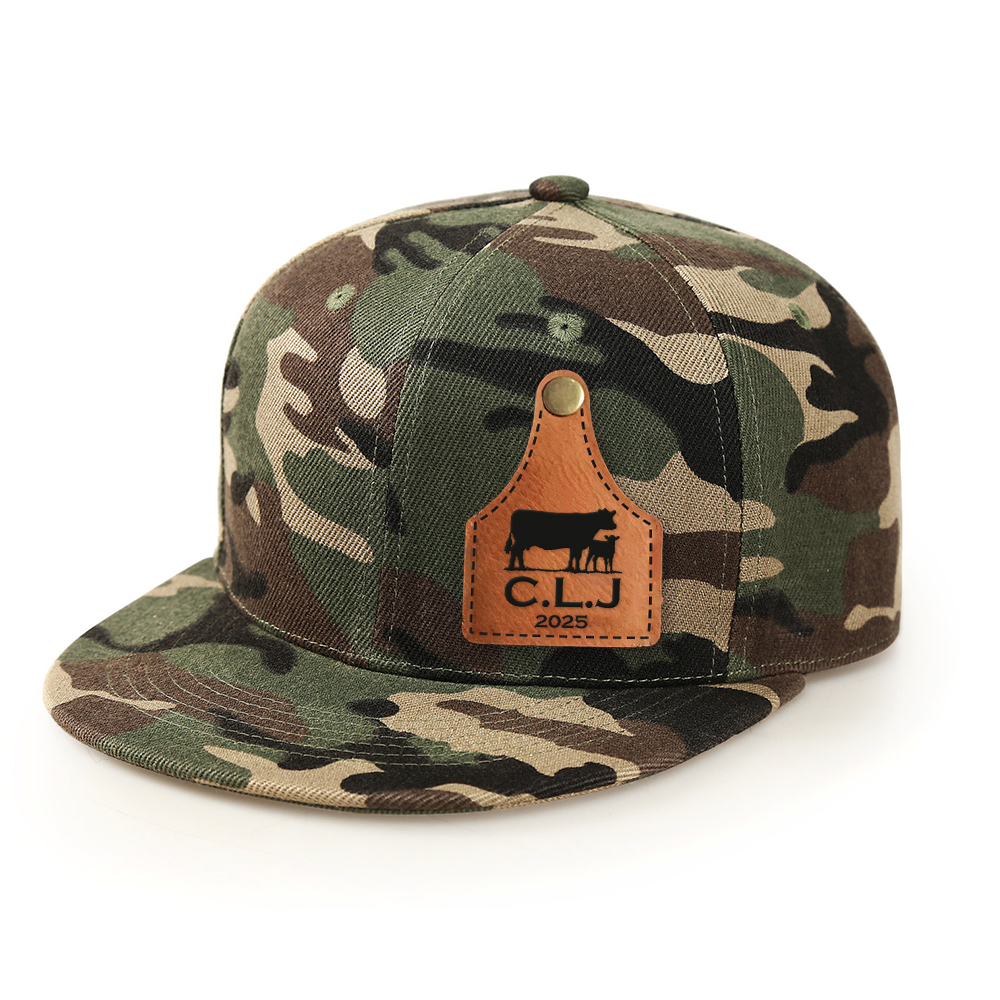 Personalize Kids Leather Patch Cow Tag Hat | CWBeach158