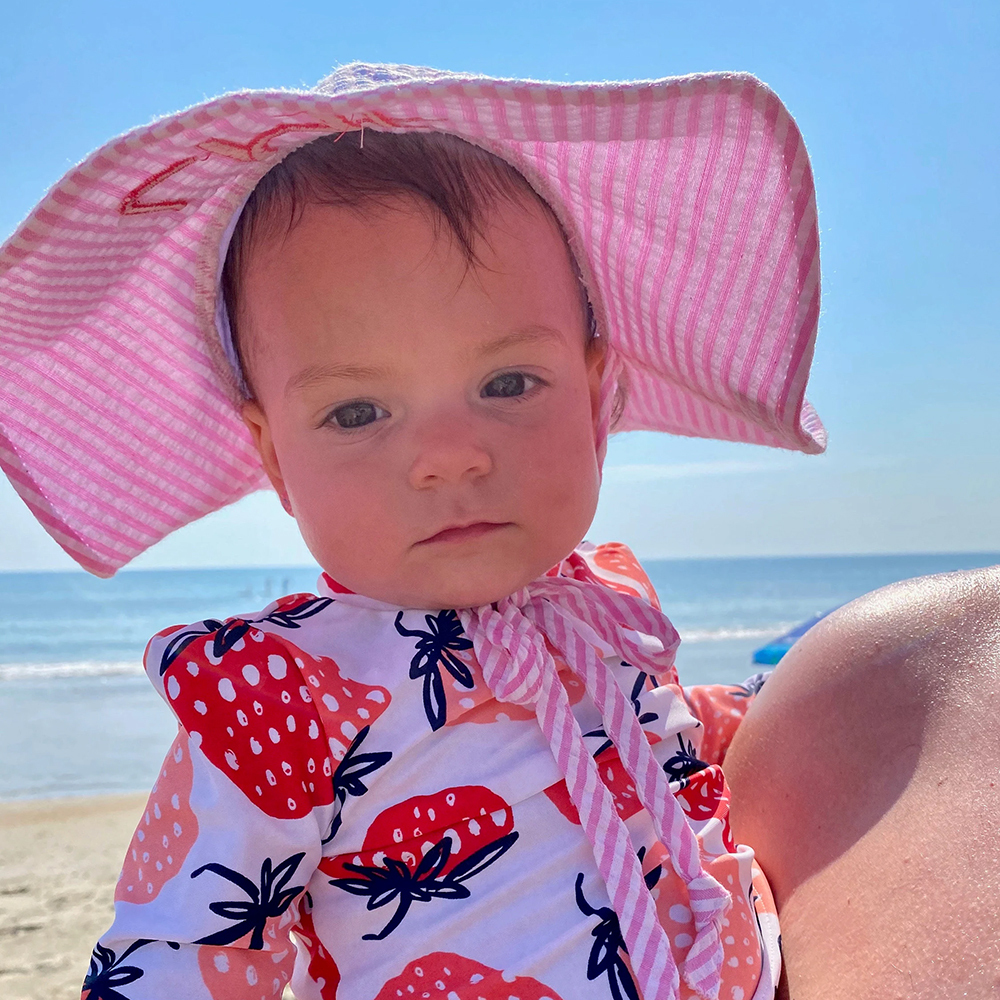 Personalized Embroidery Seersucker Sun Protection Hat | CWBeach161