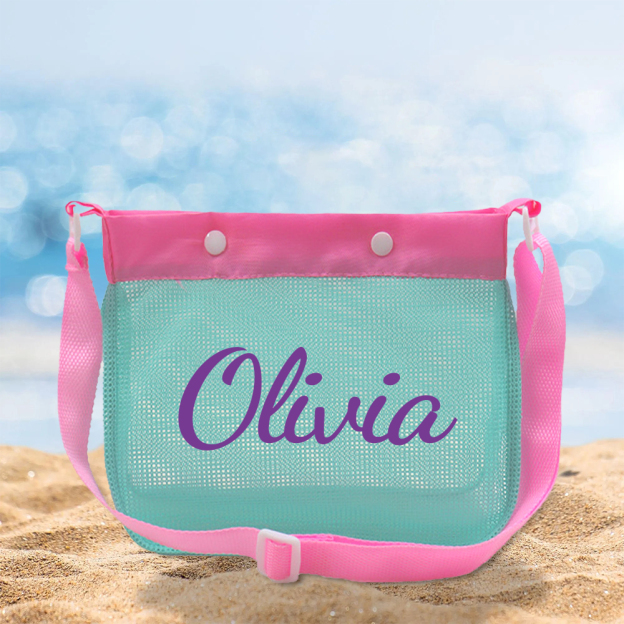 Personalized Kids Seashell Mesh Beach Bag | CWBeach171