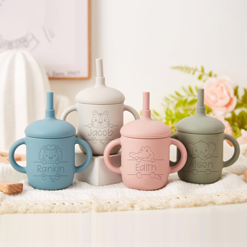 Personalised Baby Food Grade Sippy Silicone Cup | CWBaby5401