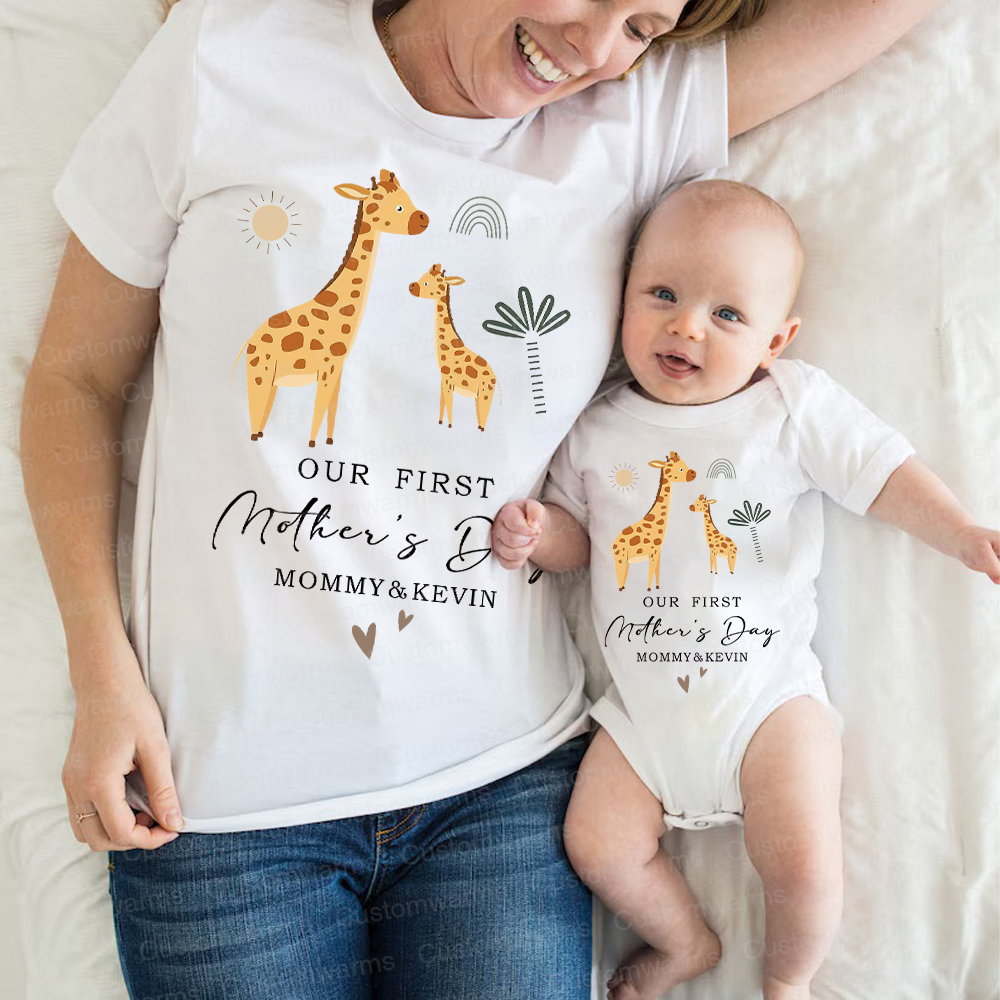 Personalized First Mother's Day Mommy and Baby Outfit | CWFamily28