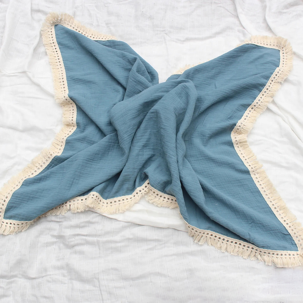 Personalized Fringe Leather Patch Baby Blanket | CWBaby49