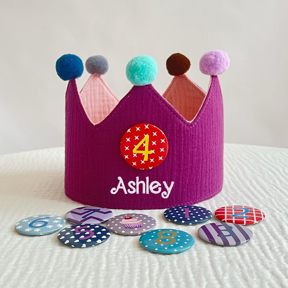 Personalized Hand Embroidered Baby First Birthday Crown | CWBaby210