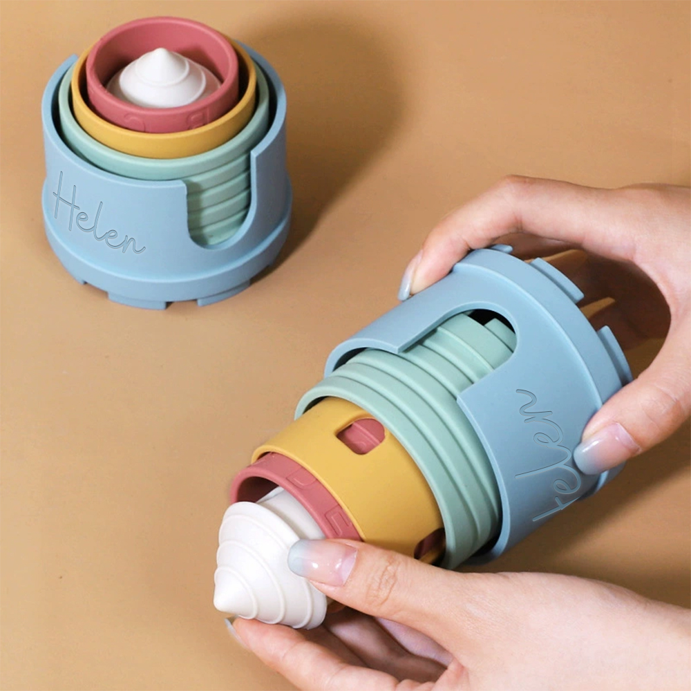 Personalized Baby Silicone Castle Teething Stacking Toy | CWToy123