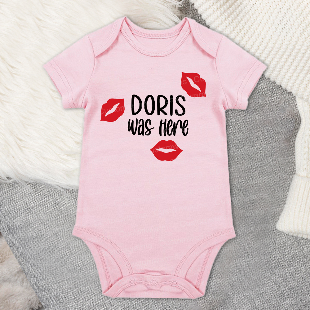 Personalized Baby I Was Here Kisses Romper | CWBaby215