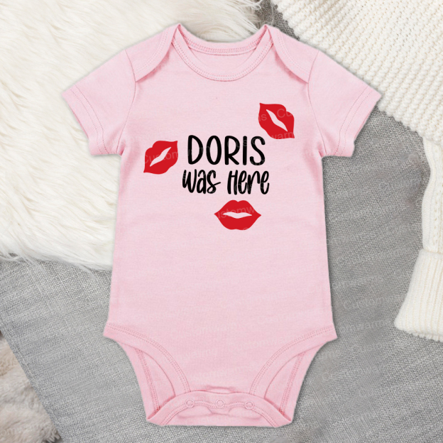 Personalized Baby I Was Here Kisses Romper | CWBaby215