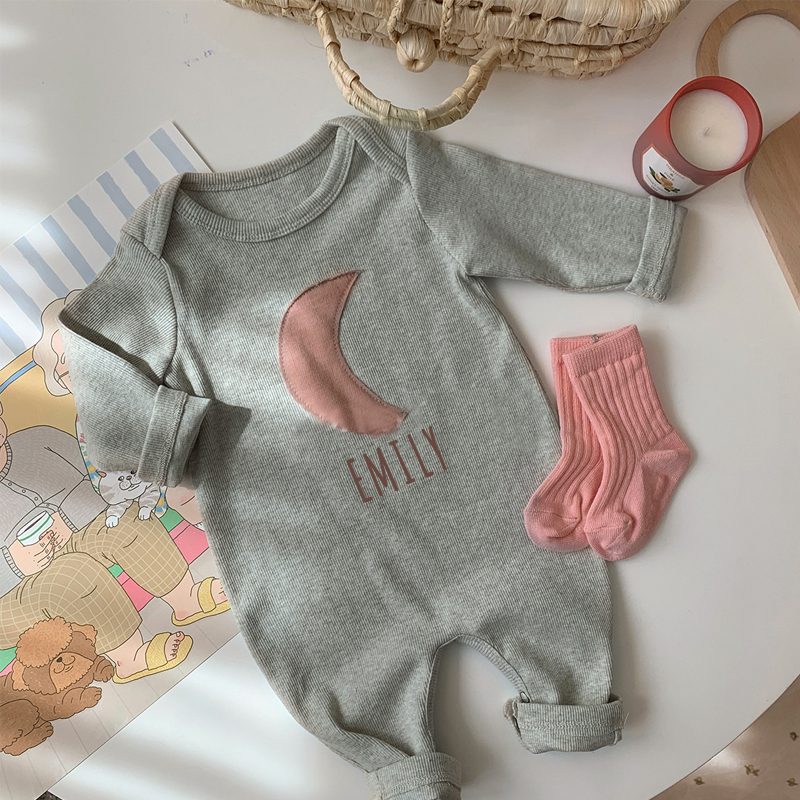 Personalized Kids Cozy Moon Sweatshirt Romper | inRomper10