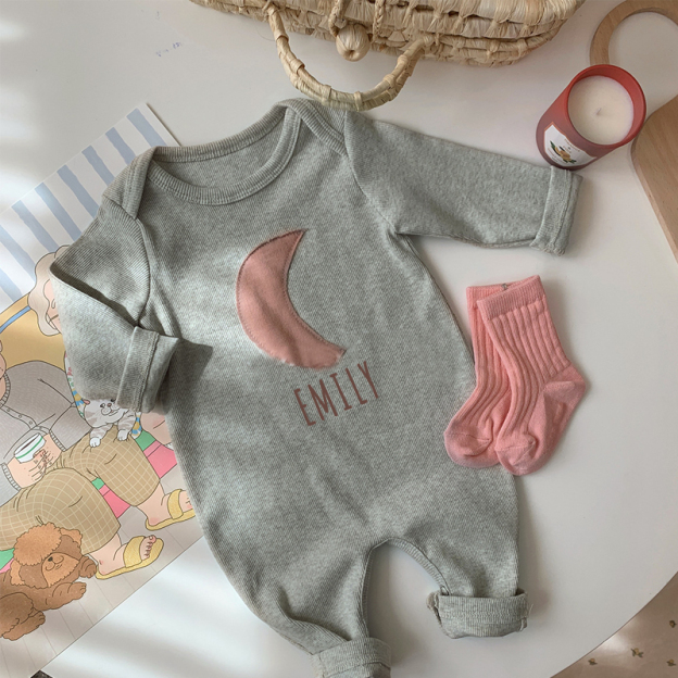 Personalized Kids Cozy Moon Sweatshirt Romper | inRomper10