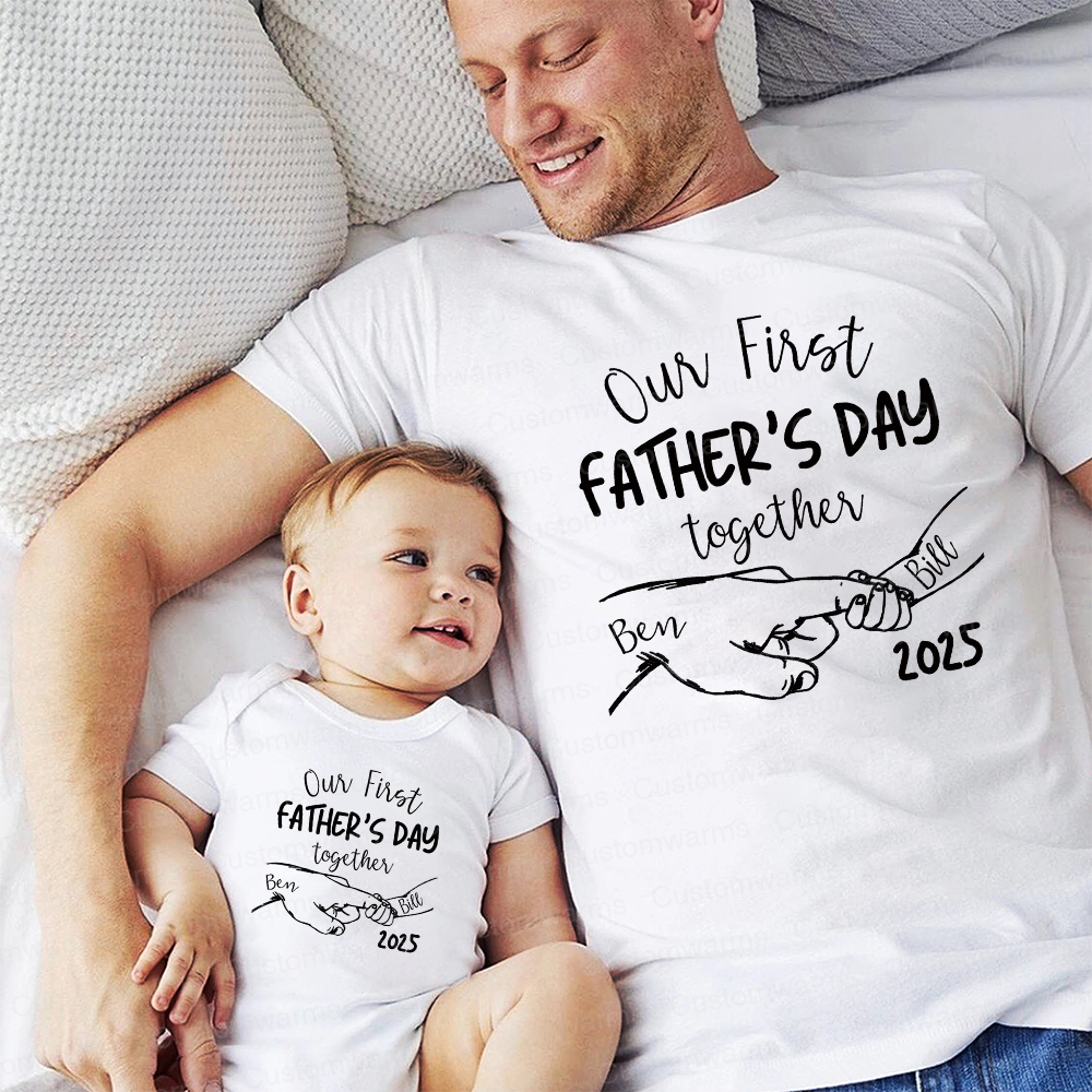 Personalized First Father's Day Daddy and Baby Outfit | CWFamily66
