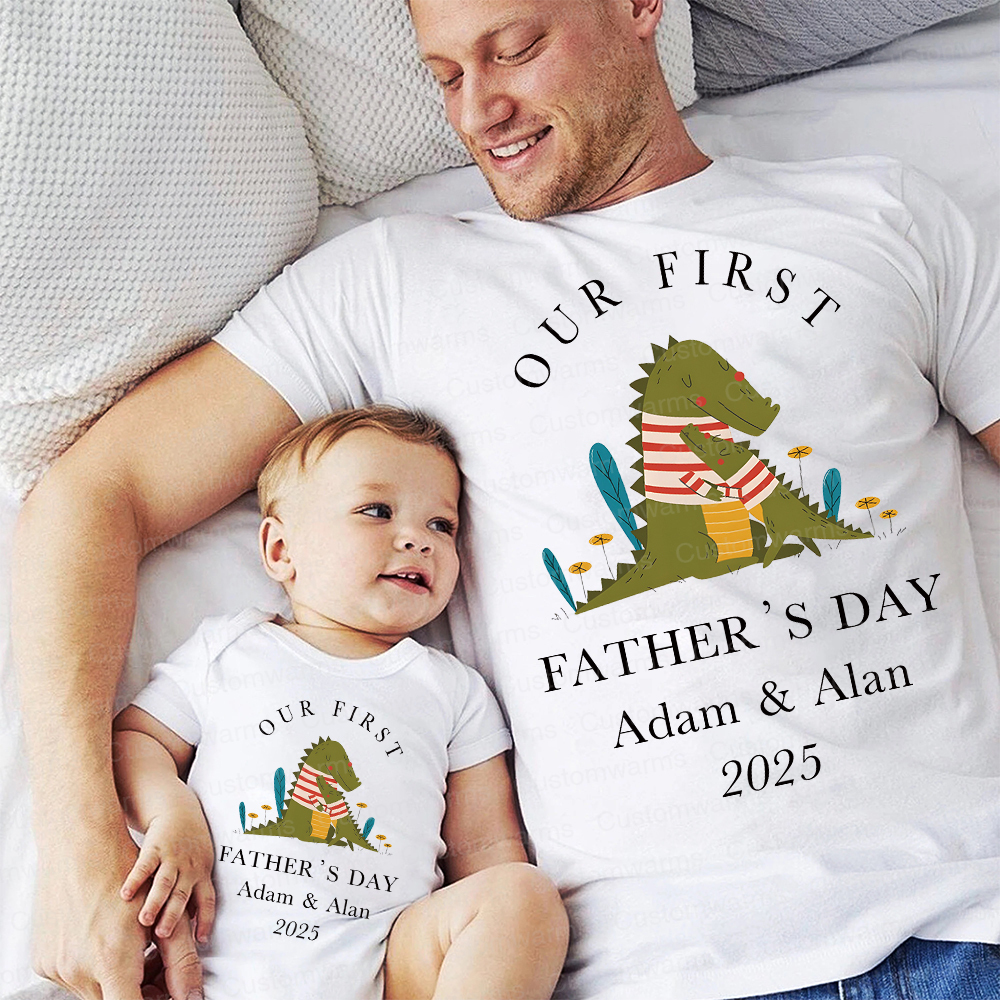 Personalized First Father's Day Daddy and Baby Outfit | CWFamily72