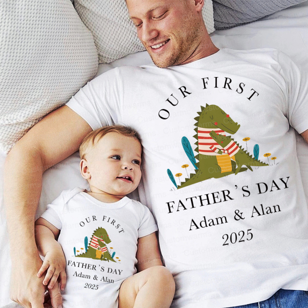 Personalized First Father's Day Daddy and Baby Outfit | CWFamily72