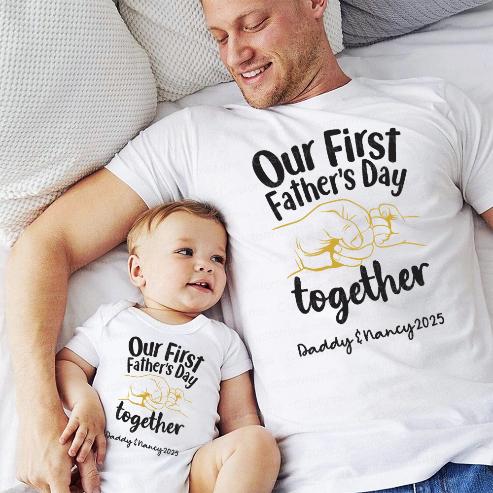 Personalized First Father's Day Daddy and Baby Outfit | CWFamily74