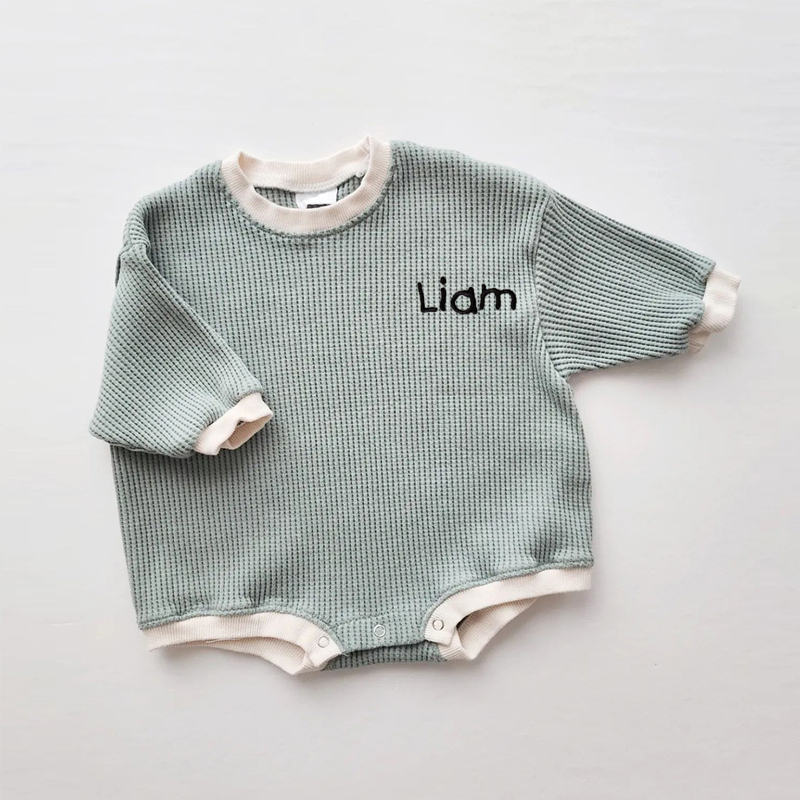 Personalized Embroidery Kids Cozy Color Sweatshirt Romper | inRomper15