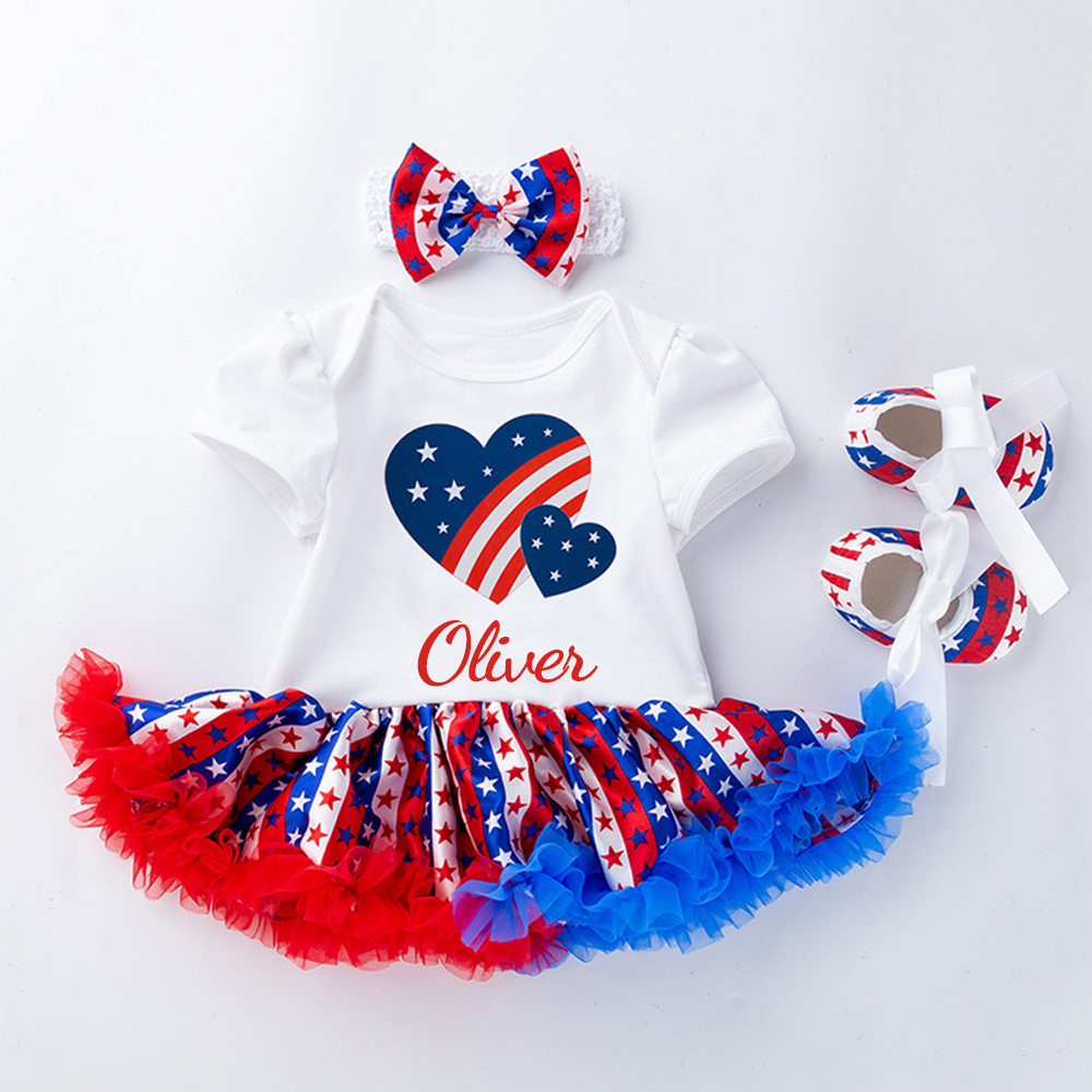 Personalized 4th of July Independence Day 3 Pcs Outfit Set | CWBaby233