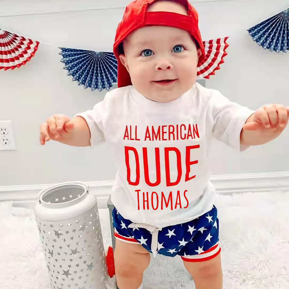 Personalized Boys The 4th Of July Shirt and Shorts Set  | CWBaby240