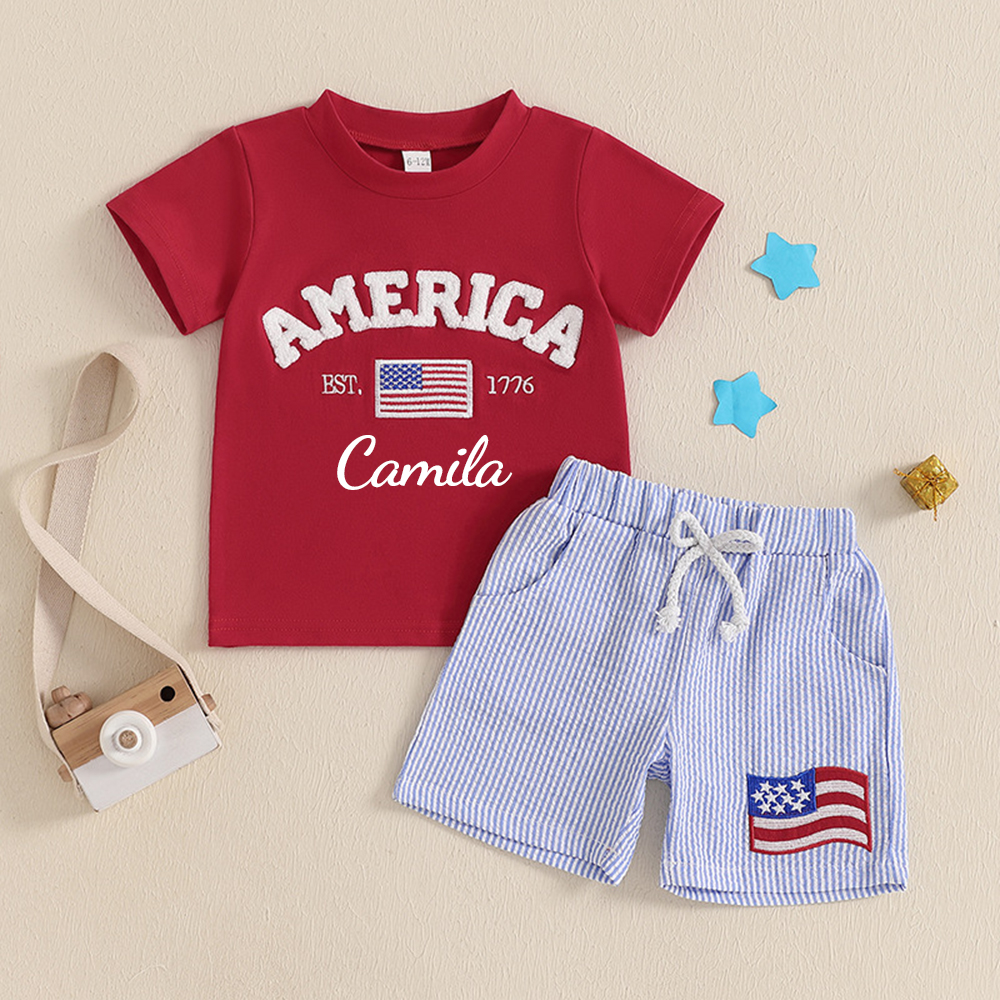 Personalized Boys The 4th Of July Shirt and Shorts Set  | CWBaby249