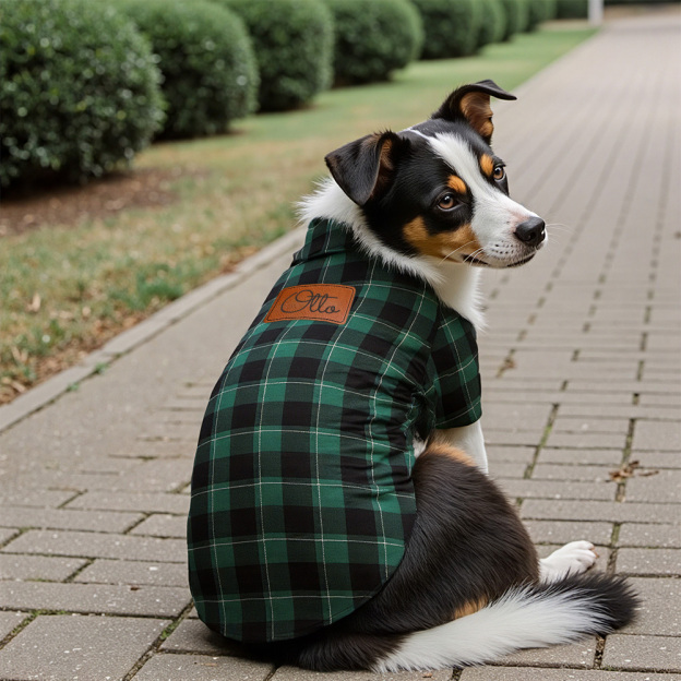Personalized Leather Patch Pet Shirt | BKPet152
