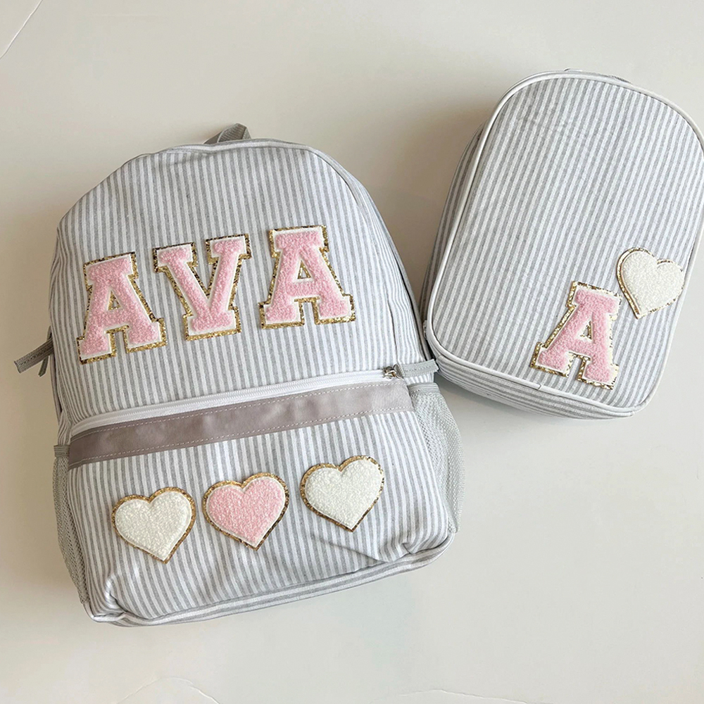 Personalized Kids Seersucker Backpack Insulation Lunch Box