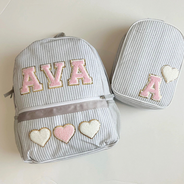 Personalized Kids Seersucker Backpack Insulation Lunch Box