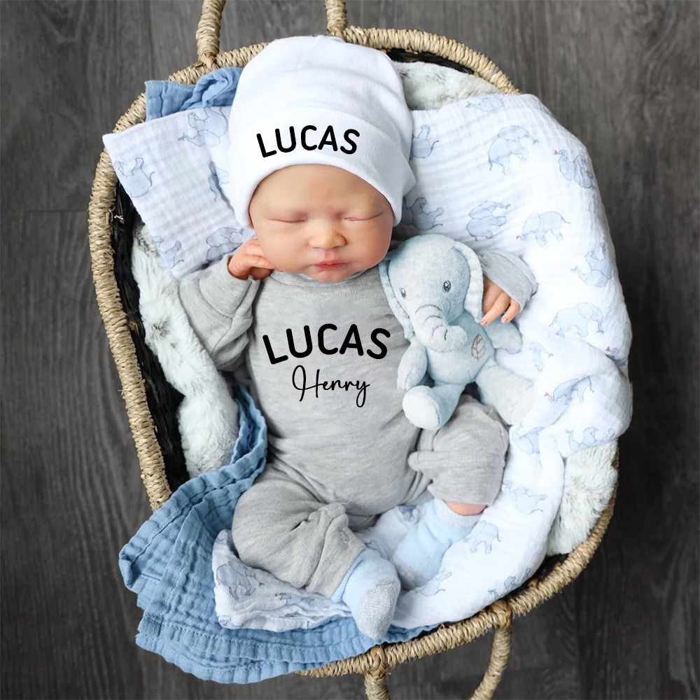 Personalized Baby Coming Home Romper With Hat Set | CWBaby13301