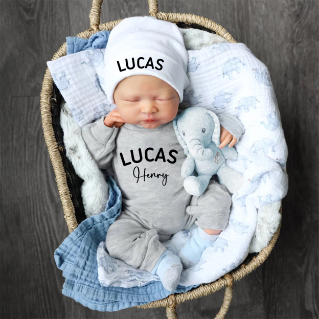 Personalized Baby Coming Home Romper With Hat Set | CWBaby13301
