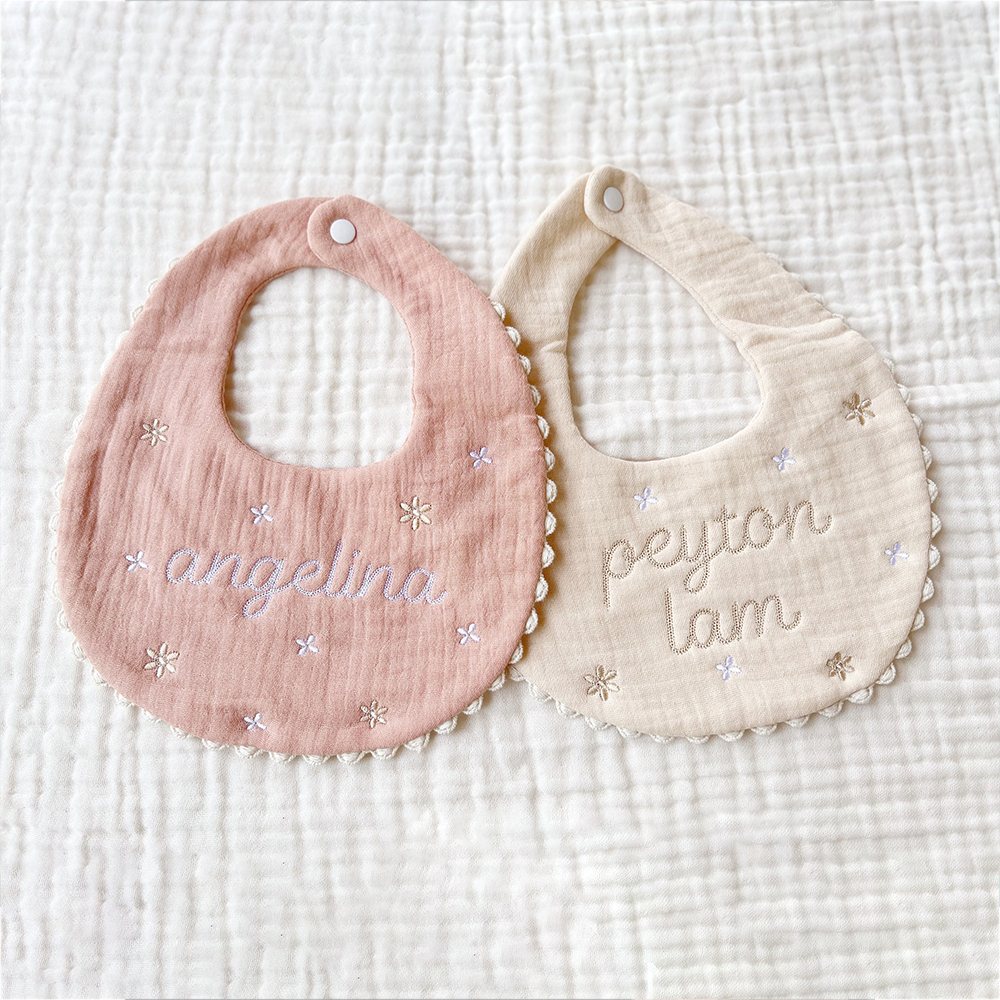 Personalized Embroidered Baby Muslin Bib | CWBaby21401