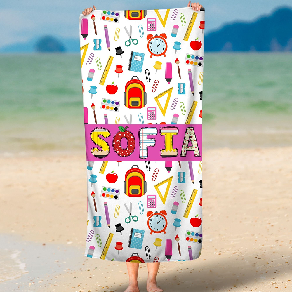 Personalized Back To School Essentials Beach Towel | CWTowel169