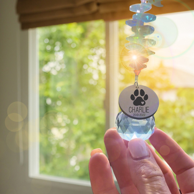 Personalized Pet Memorial Suncatcher Hanging Crystal | BKPet176